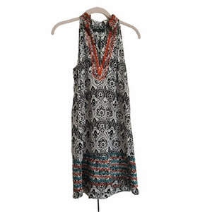 THML Anthropologie Embroidered Shift Dress Black White Small